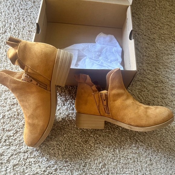 Charming Brown Kids Ruffle Boots - Picture 2 of 5